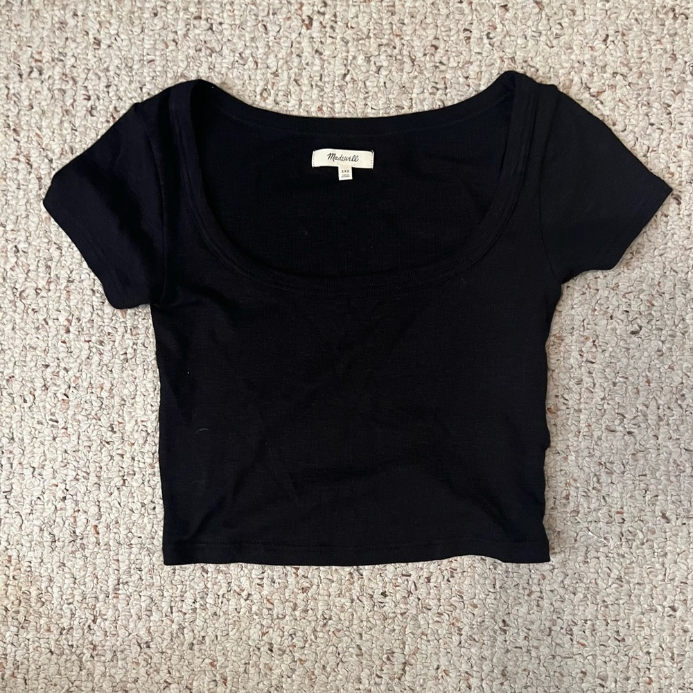 Madewell Black Squareneck Crop Tee